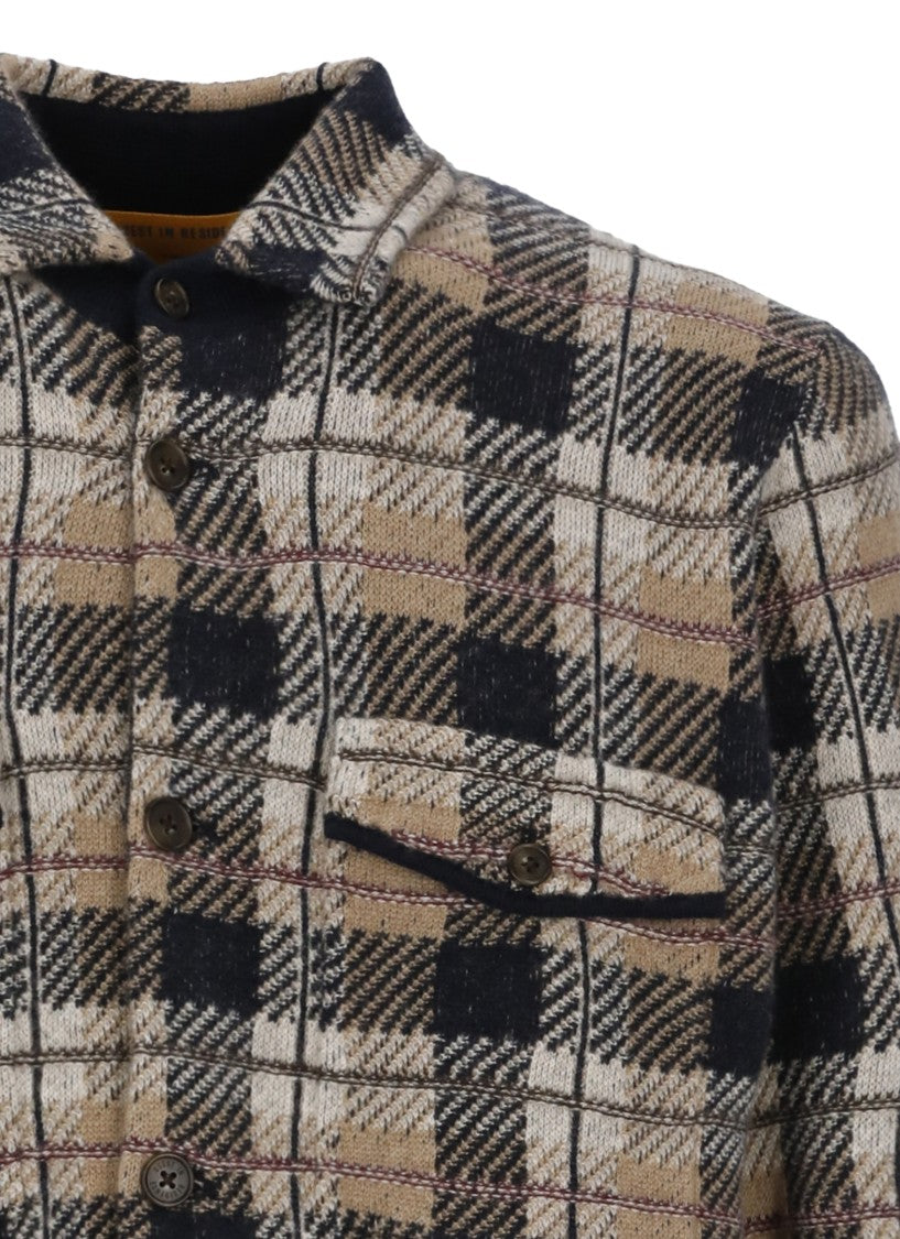 Guest In Residence Beige/Black Checkered Pocket Cashmere Casual Shirt