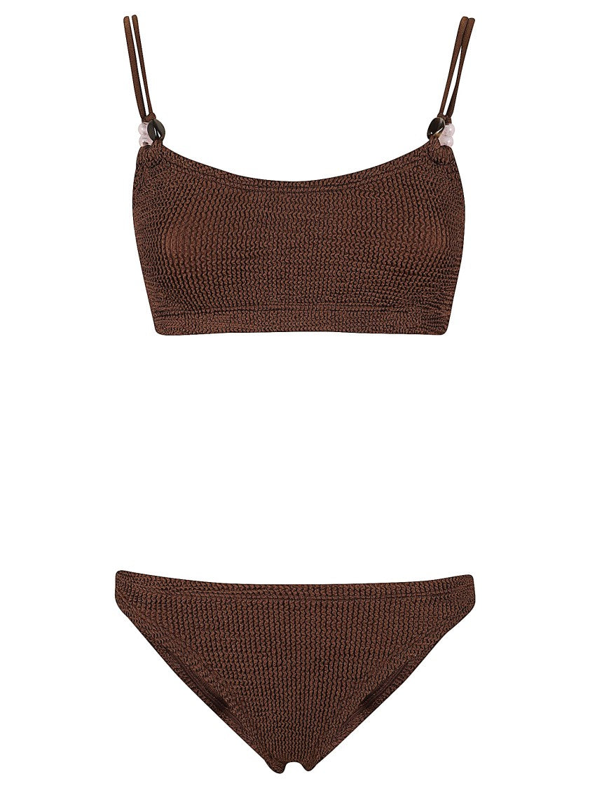 Hunza G Cassie Beaded Honeycomb Stretch-Fabric Bikini