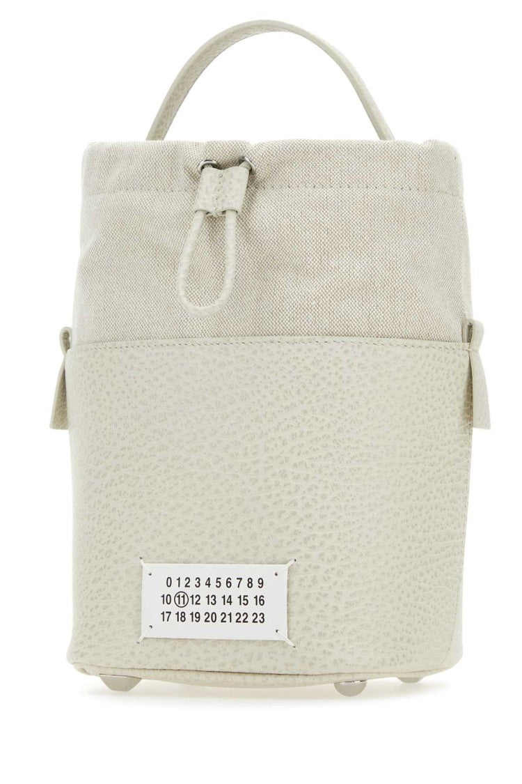 Maison Margiela Chalk Leather And Canvas Mini 5Ac Bucket Bag