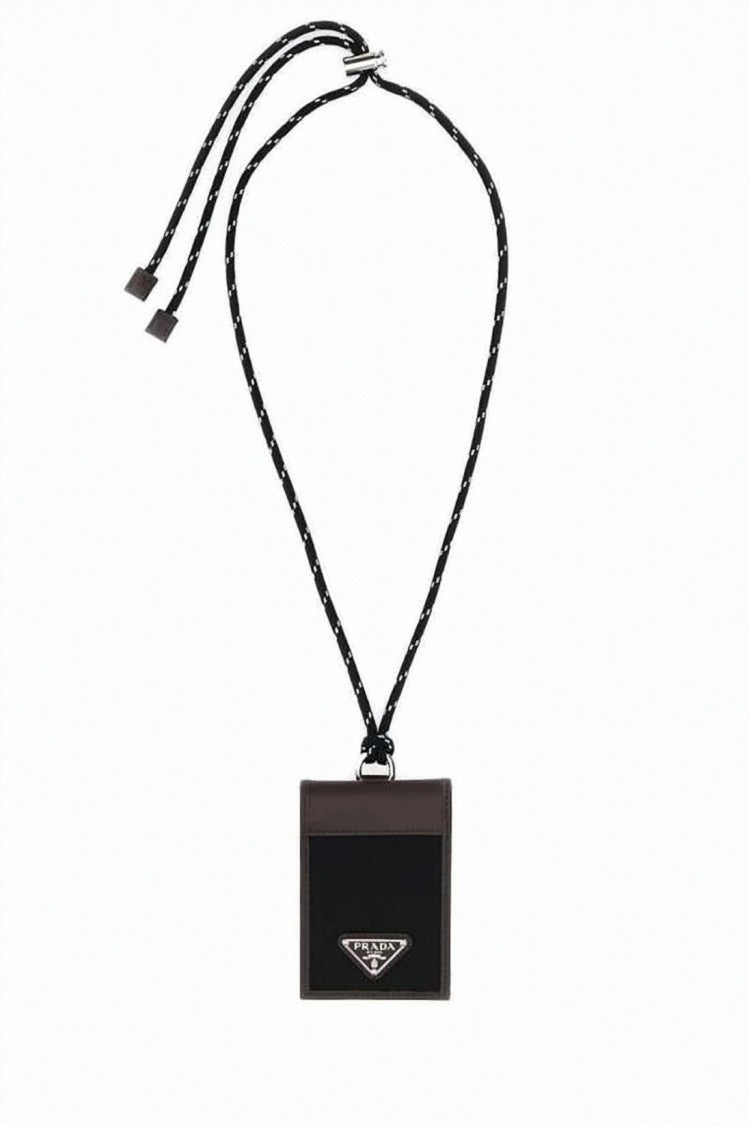 Prada Square Shape Black Cardholder With Detachable Cord