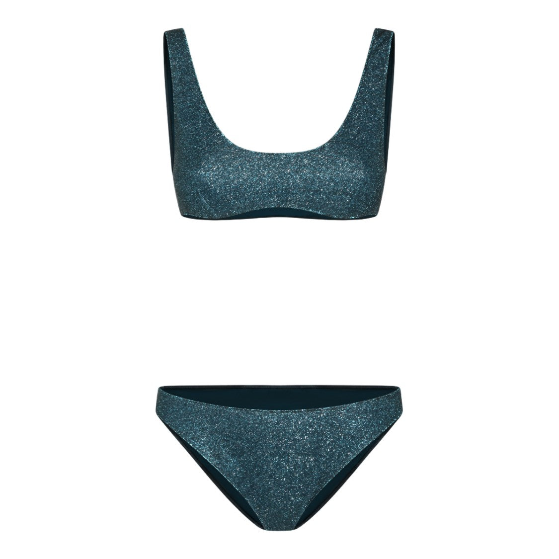 Oséree Scoop Neck Teal Bikini Set