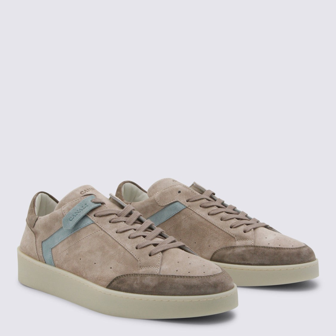 Canali Low-Top Suede Sneakers With Contrasting Chevron Detail