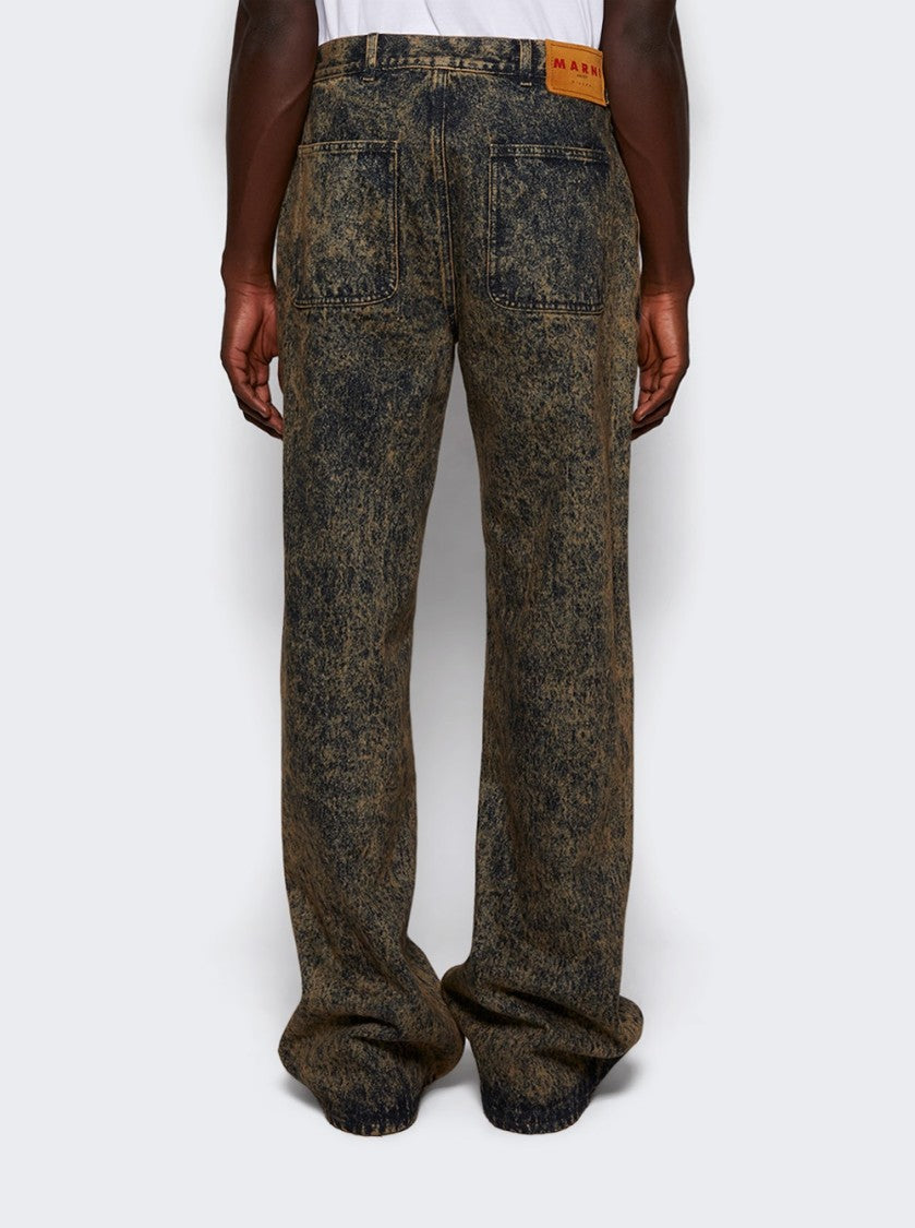 Marni Marble Denim Straight-Leg Jeans