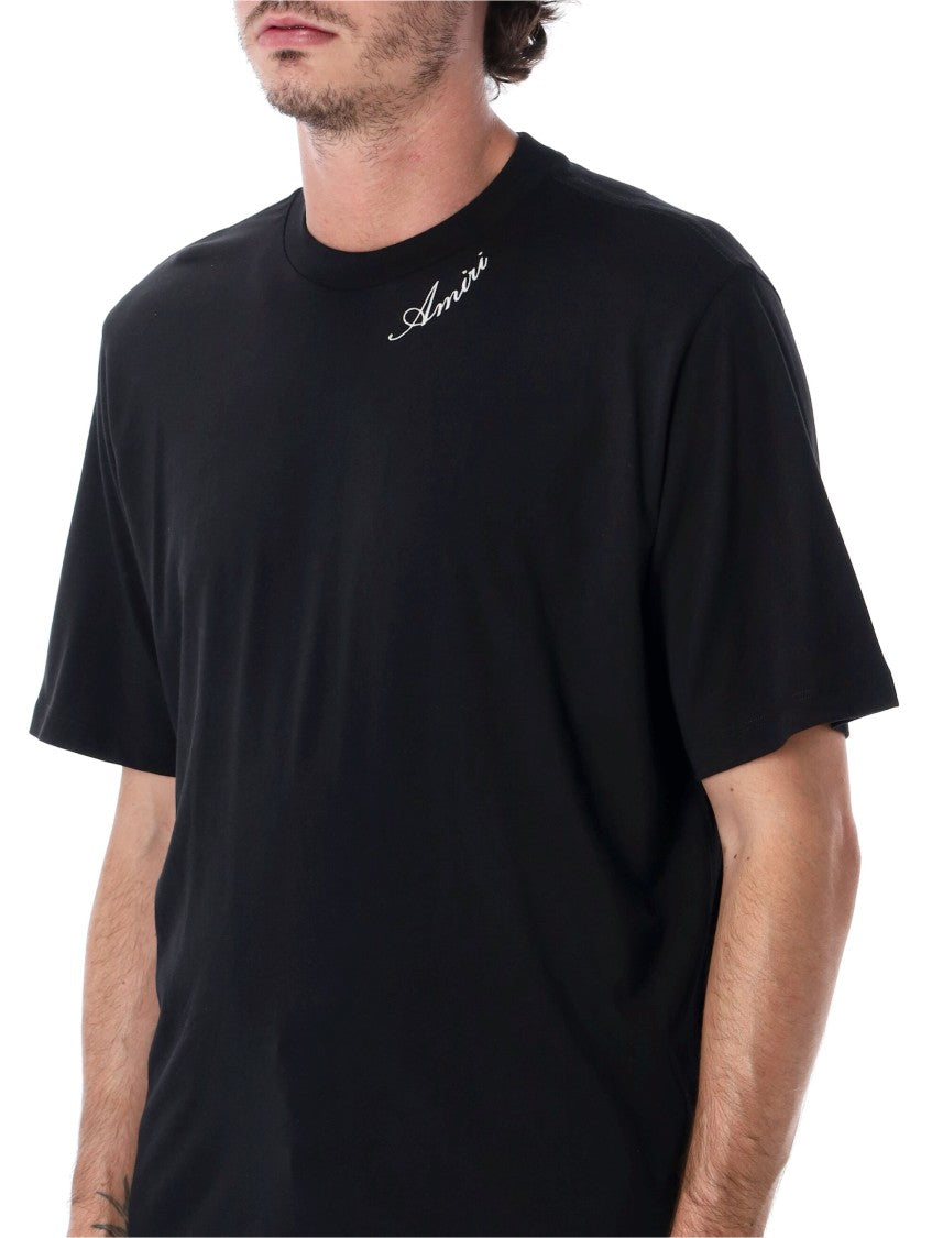 Amiri Script Cursive Logo Embroidered Cotton-Blend T-Shirt