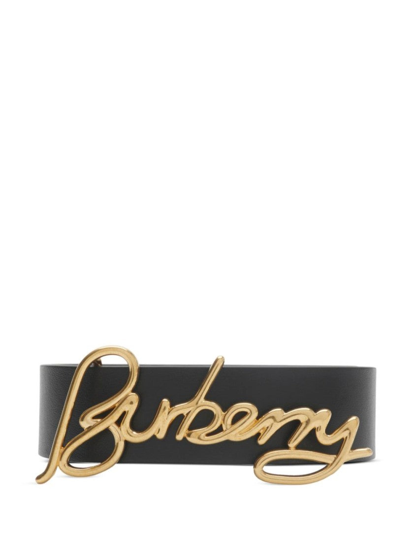 Burberry Black Belt With Prominent Logo Buckle