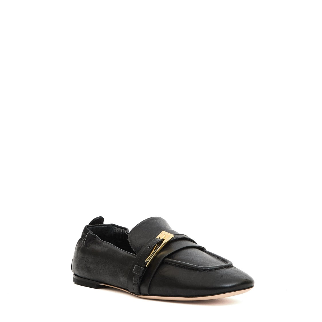 Agl Black Leather Moccasins With Decorative Buckle And Memory Foam Insole