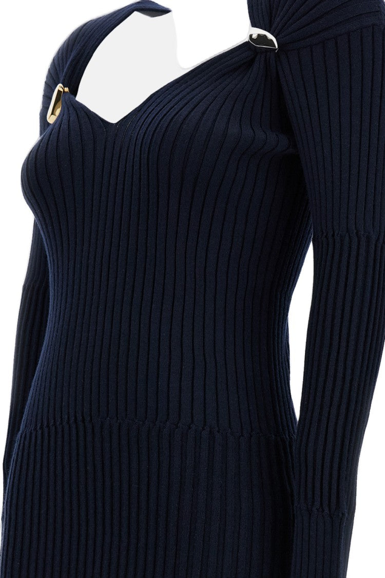 Bottega Veneta Blue Cashmere Silk Ribbed Sweater
