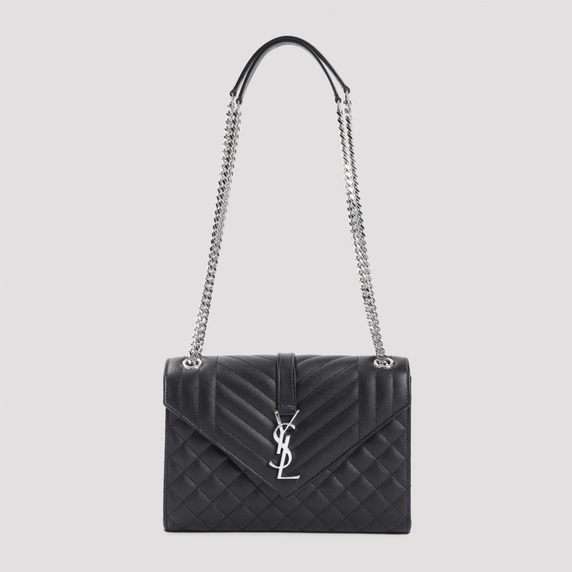 Saint Laurent Quilted Black Grained Leather Shoulder Bag