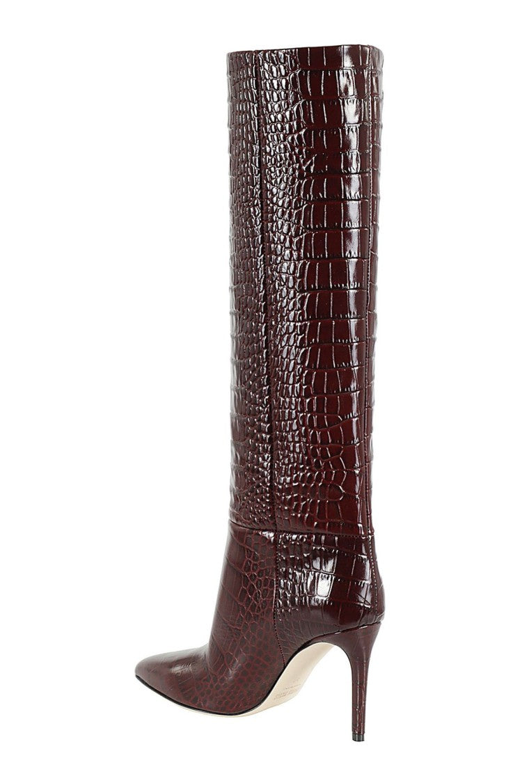 Paris Texas Rouge Noir Stiletto Boot 85 Pointed Crocodile-Effect Leather Boots