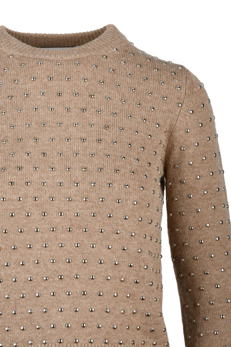 Sportmax Sierra Short Sweater With Studs - Beige