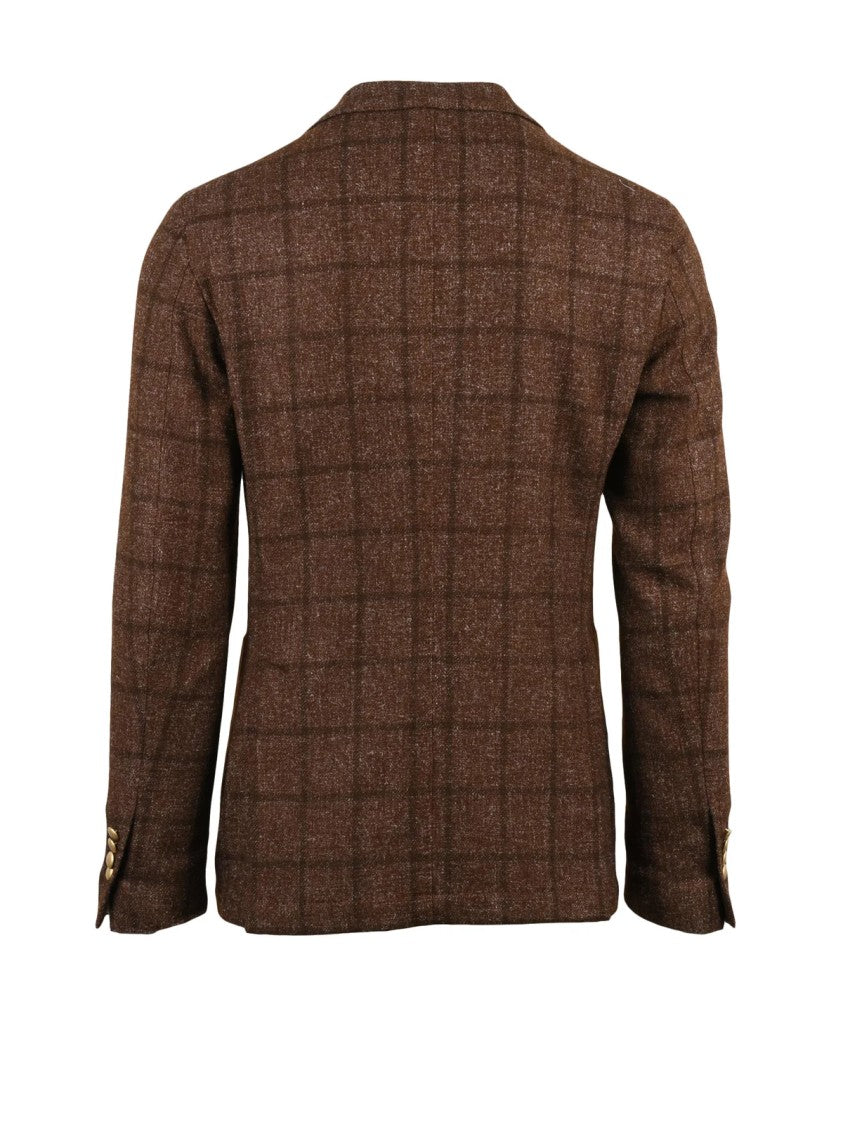 L.B.M. 1911 Textured Wool Blend Jacket With Rounded Silhouette And Button Closure