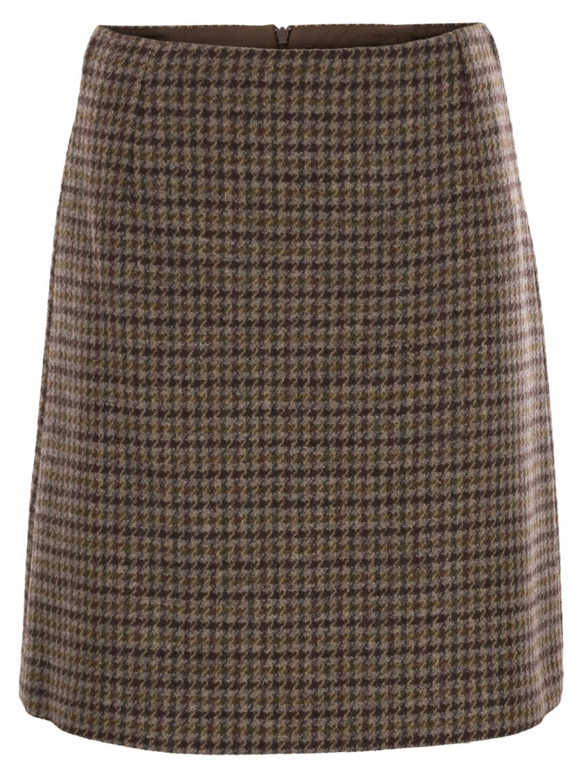 Max Mara Vata - Short Prince Of Wales Wool Skirt