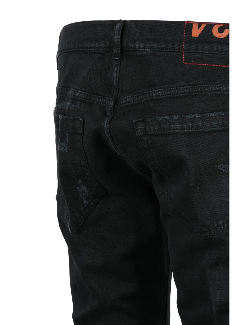 Dondup Black George Distressed Skinny-Leg Jeans