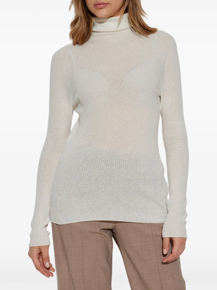 Fabiana Filippi Finely Ribbed Long-Sleeved Top With Roll Neck