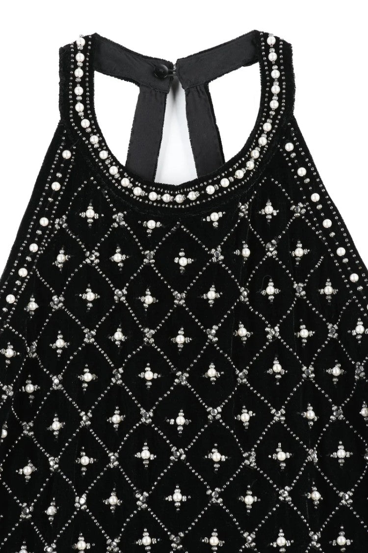 Twin-Set Velvet Dress Pearls - Black