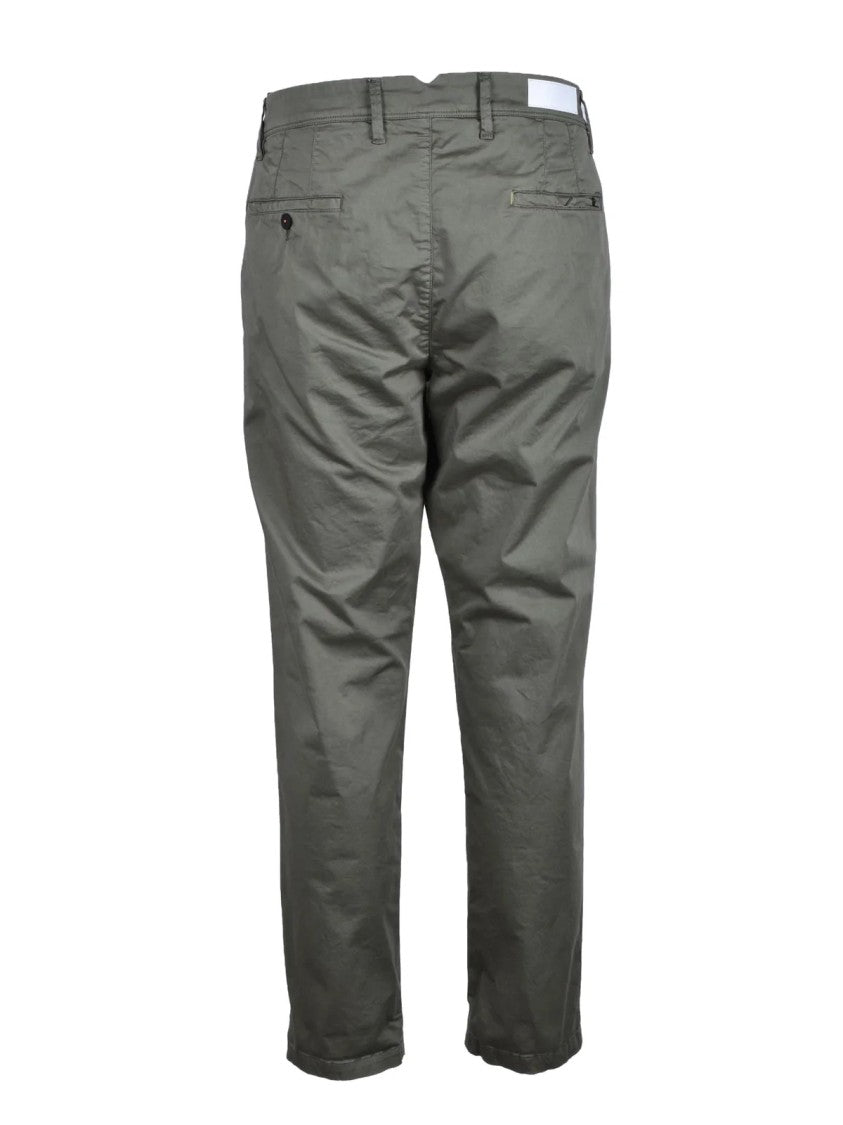 Bl.11 Block Eleven Stretch Cotton Green Trousers With Classic Design And Flexible Fit