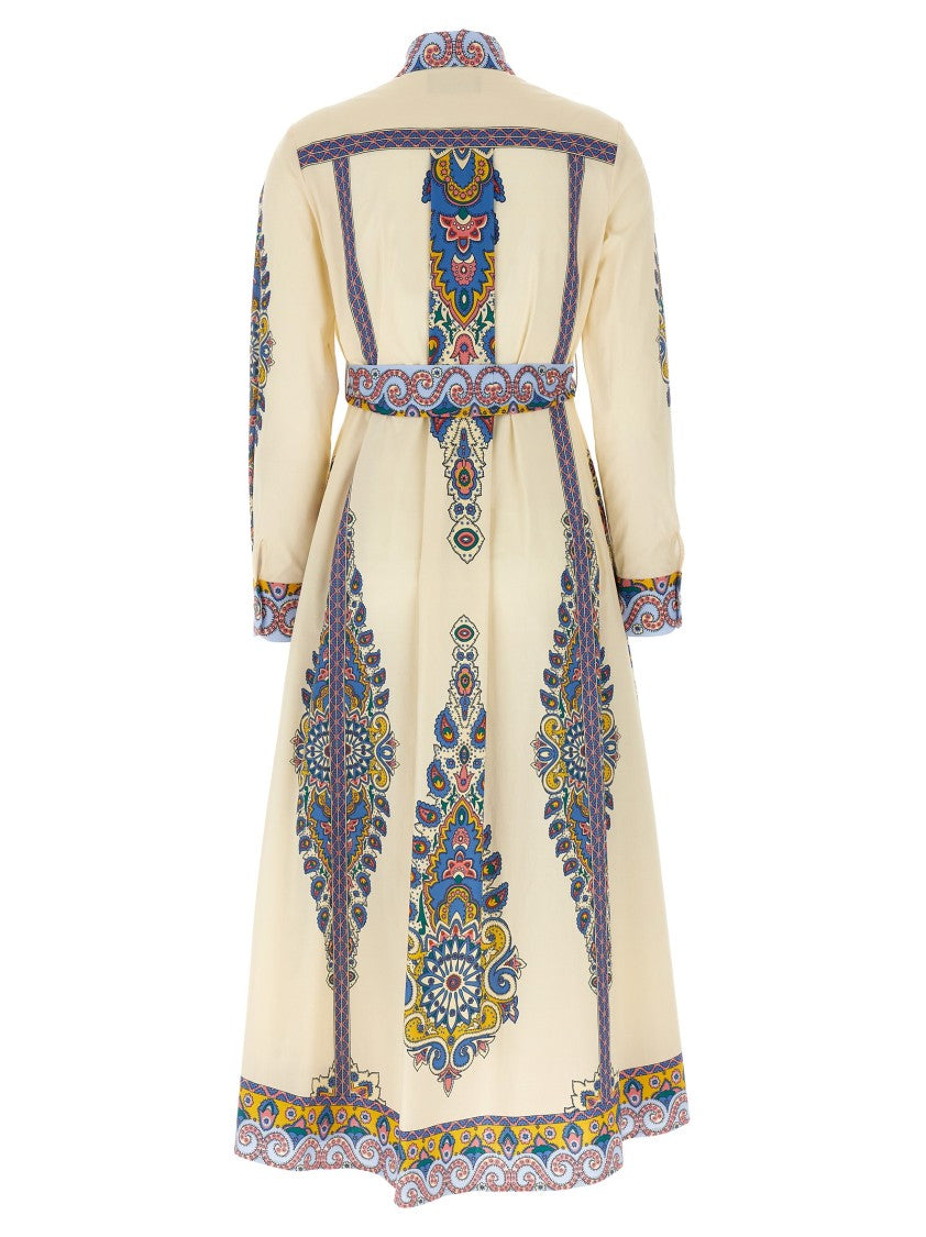Etro Medallion-Pattern Cotton Poplin Dress With Paisley Detail