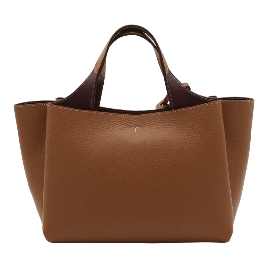 Tod's Structured Brown Leather Tote With Contrasting Handles