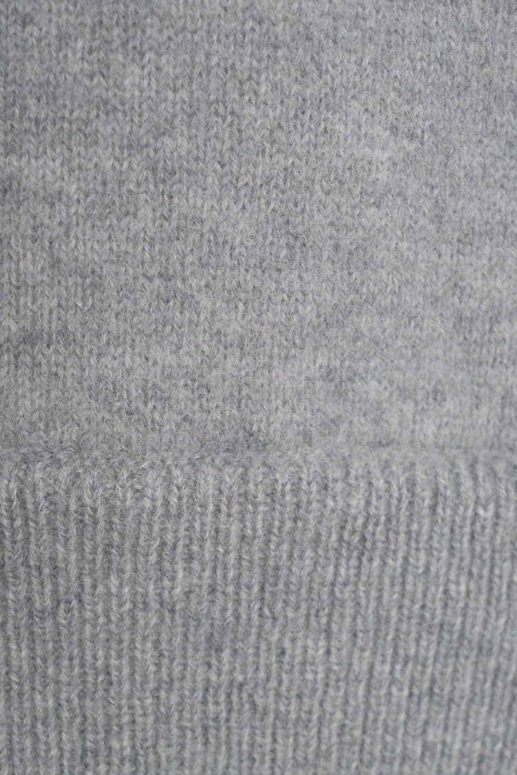 Solotre High Collar Knit Sweater With Ribbed Details