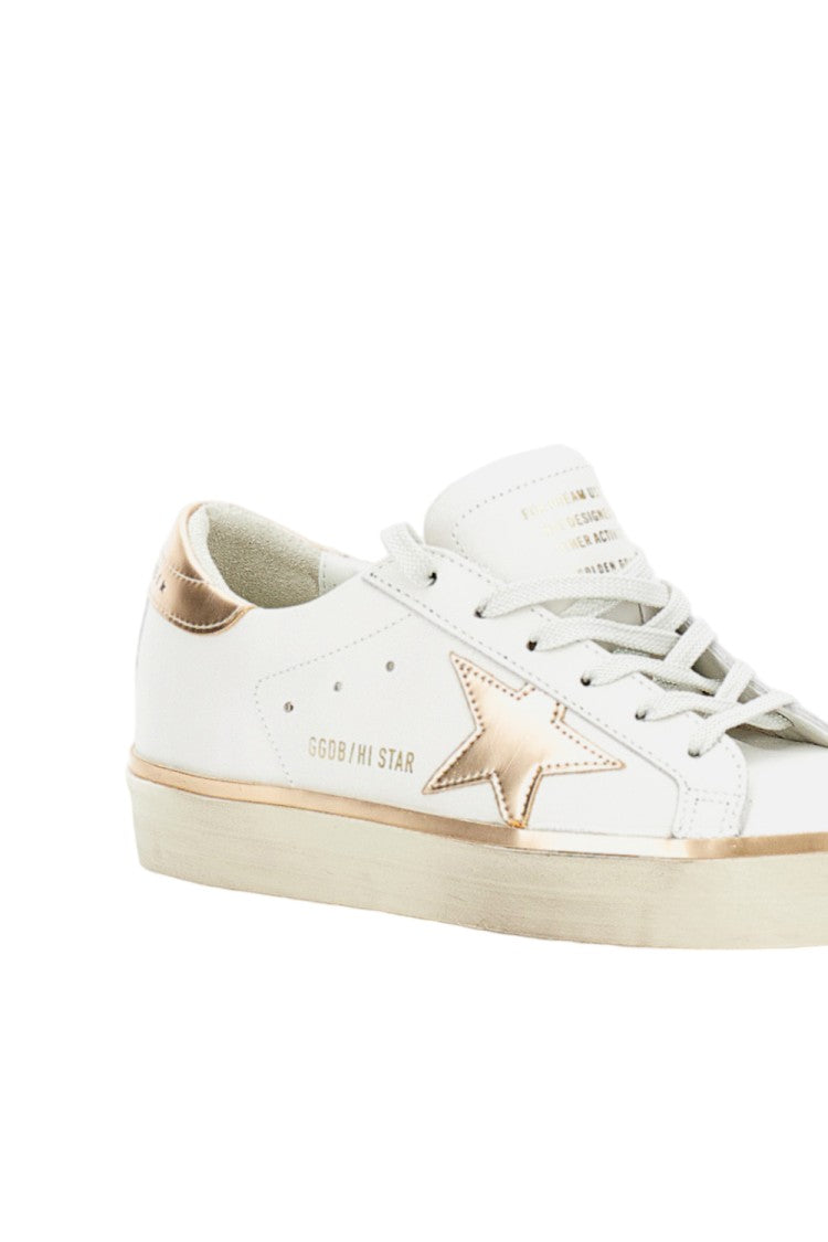 Golden Goose Beige Calf Leather Hi Star Sneakers