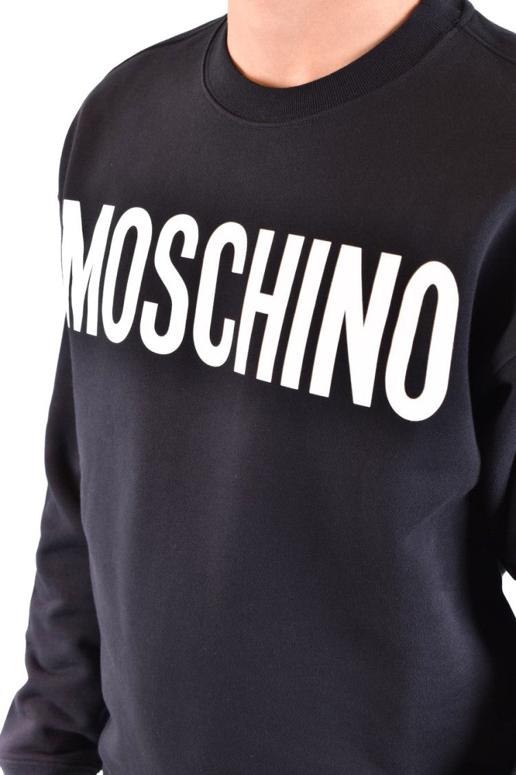 Moschino Black Cotton Sweatshirt With Oversized Logo Design