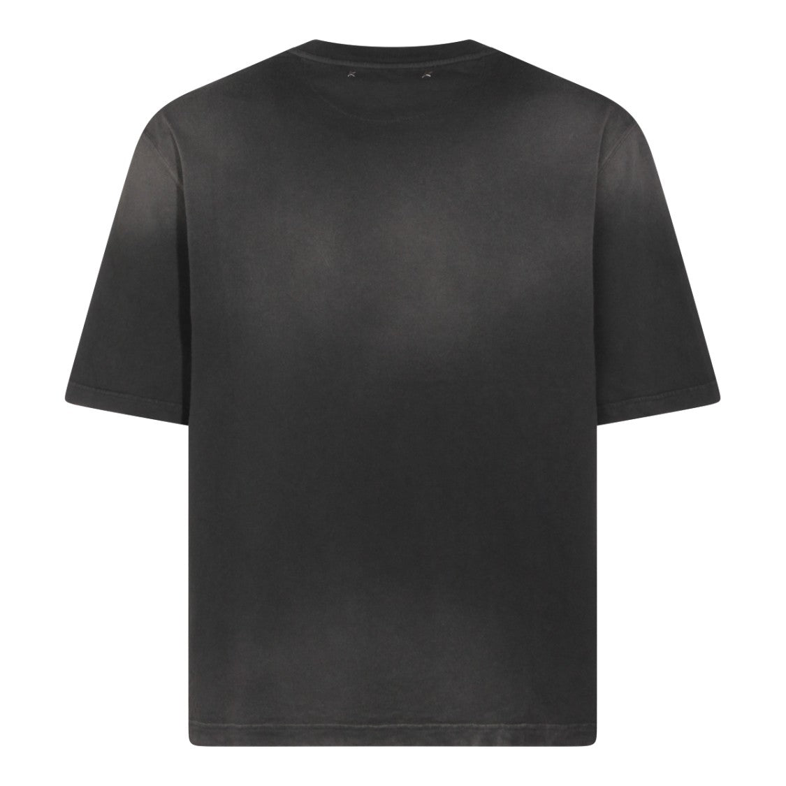 Golden Goose Distressed Grey Cotton T-Shirt With Logo Print