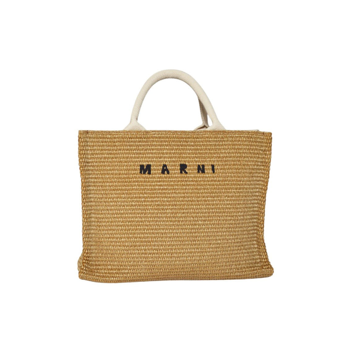 Marni Small Tote Bag In Natural Raffia Effect Fabric
