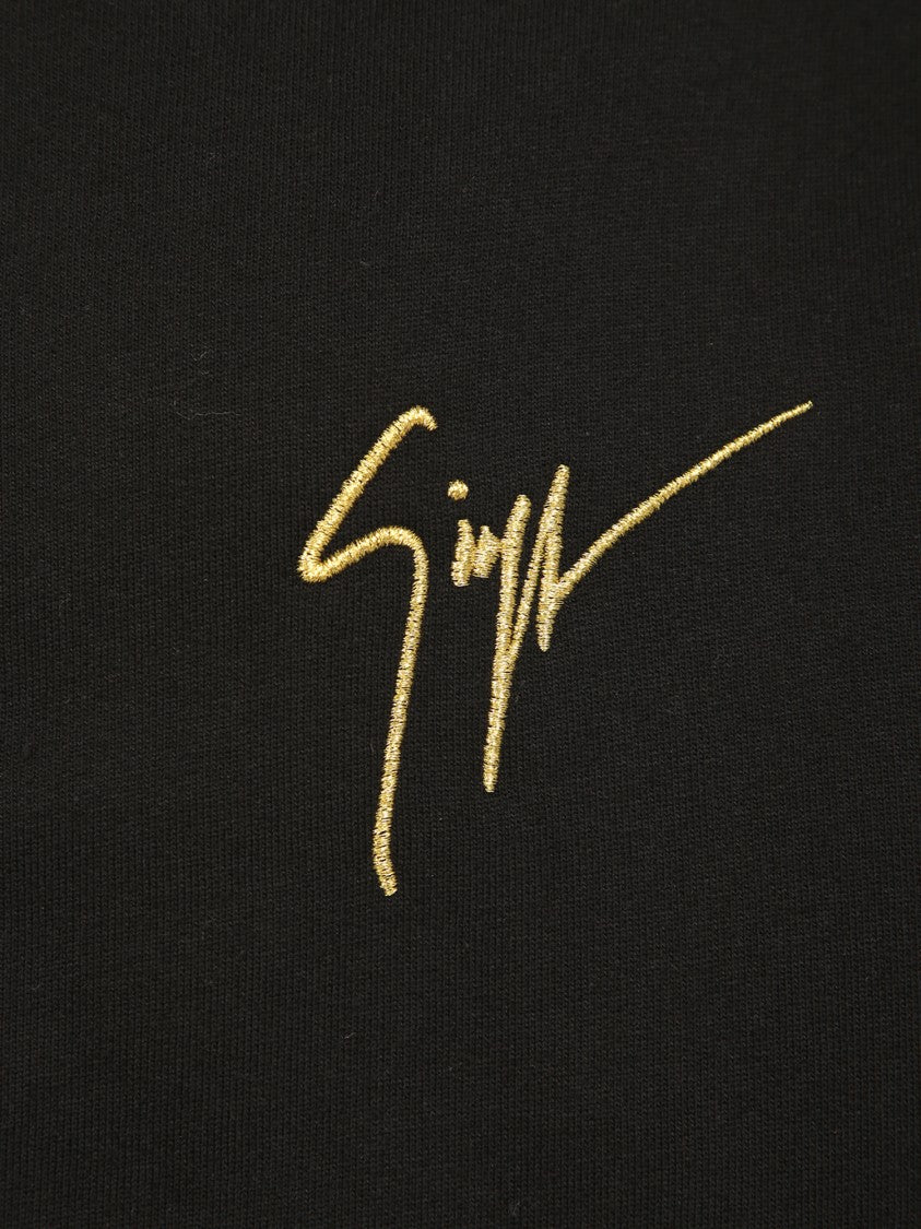 Giuseppe Zanotti Black Minimalist Zip-Up Cotton Hooded Sweatshirt