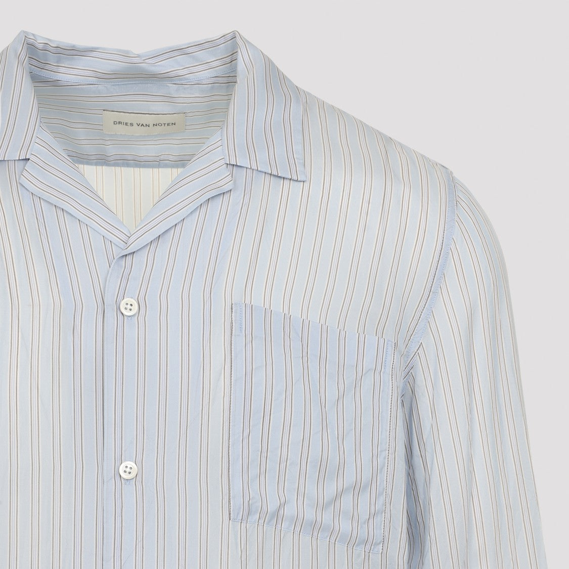 Dries Van Noten Relaxed-Fit Cupro Shirt With Vertical Stripe Pattern