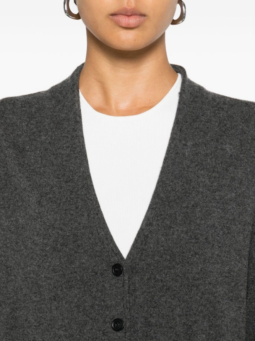 Ivory Paris Cropped Button-Up Cardigan With Deep V-Neck