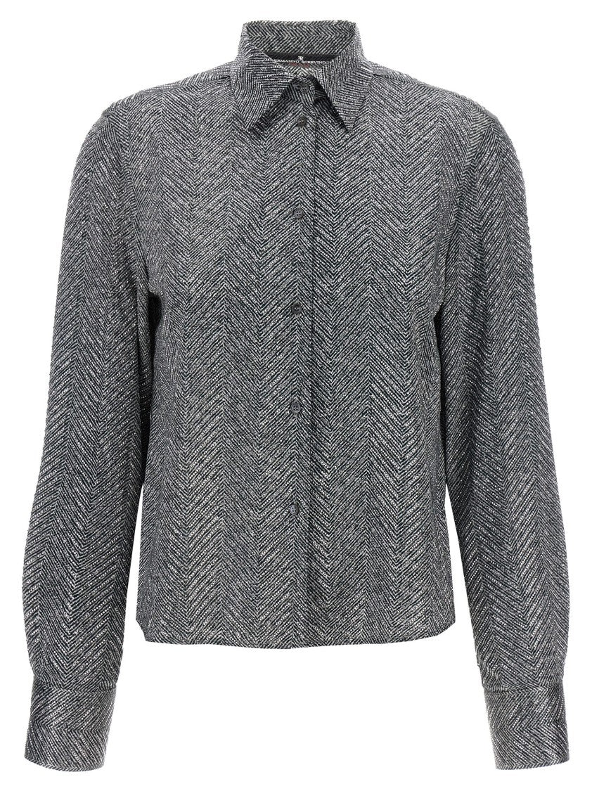 Ermanno Scervino Herringbone Patterned Viscose Shirt
