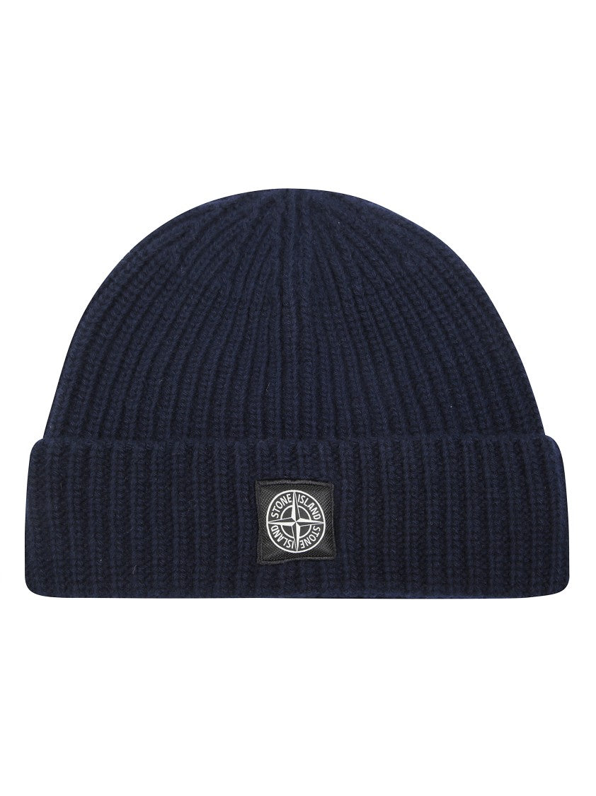 Stone Island Ribbed Knit Beanie With Folded Cuff