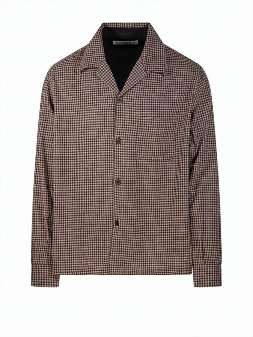 Our Legacy Brown Checkered Long-Sleeve Shirt With Classic Collar