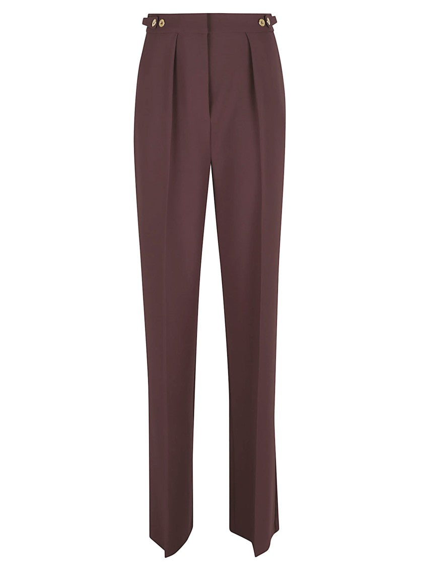 Elisabetta Franchi Tailored Crepe Trousers With Gold-Tone Embellishments