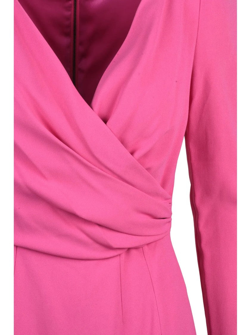 Dolce & Gabbana Vibrant Pink Wrap-Style Dress With Deep V-Neckline