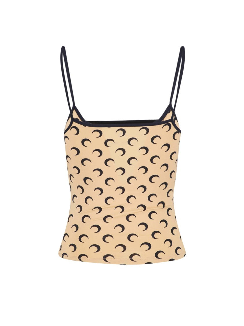 Marine Serre Beige Moon Pattern Fitted Tank Top