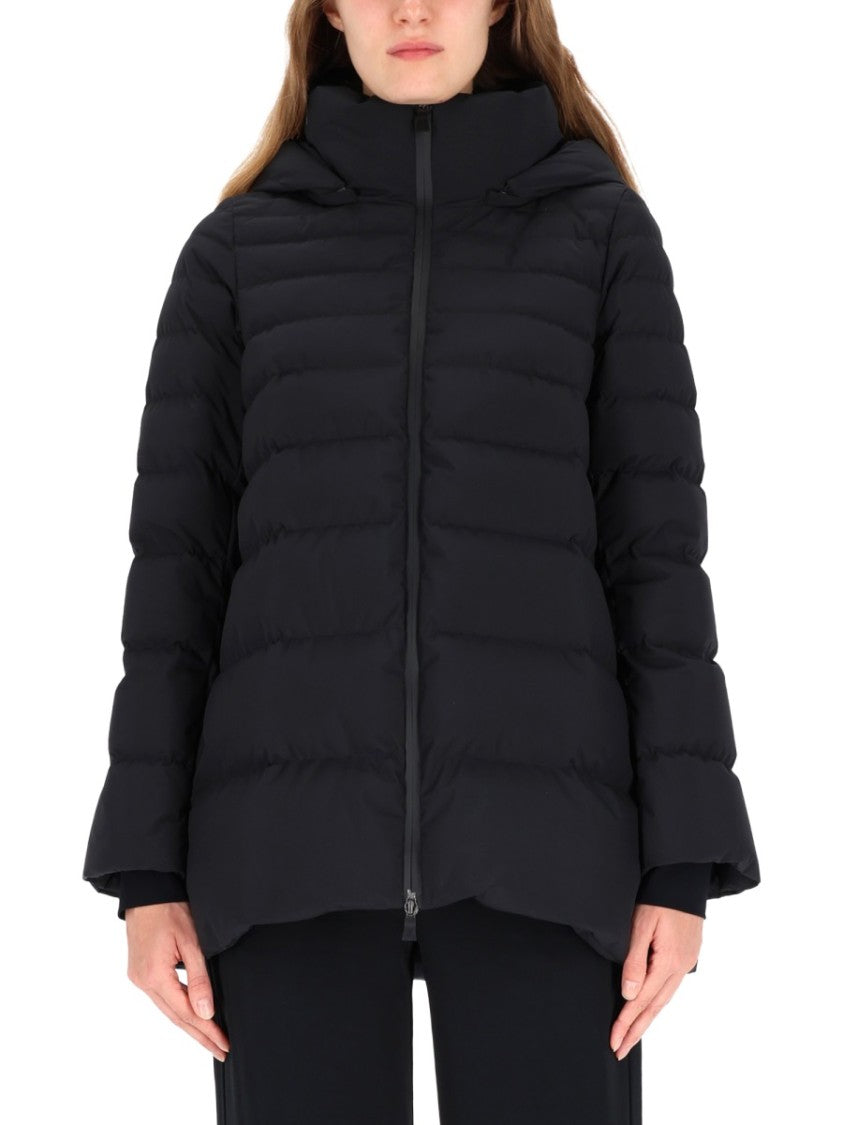 Herno Quilted Black Sports Jacket With High Collar And Hood