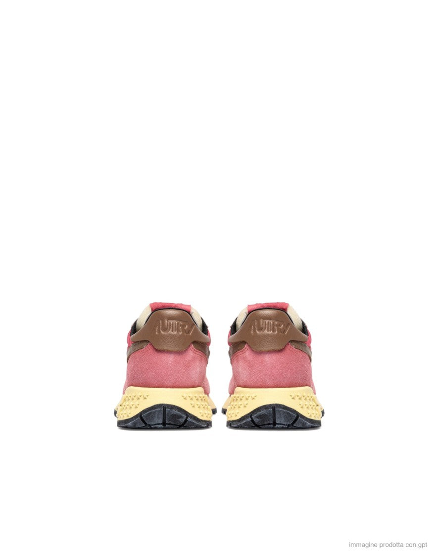 Autry Pink Nylon Suede Reelwind Sneakers