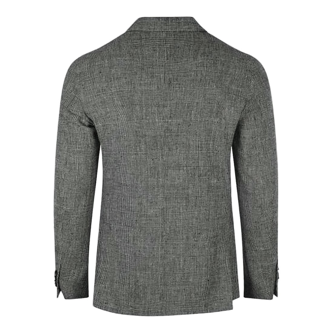 Lardini Double-Breasted Grey Checkered Suit Jacket