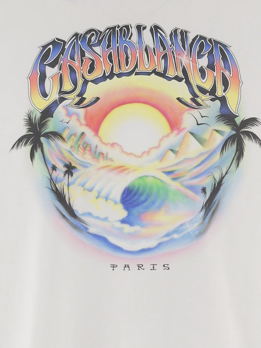Casablanca White Front Logo Cotton T-Shirt