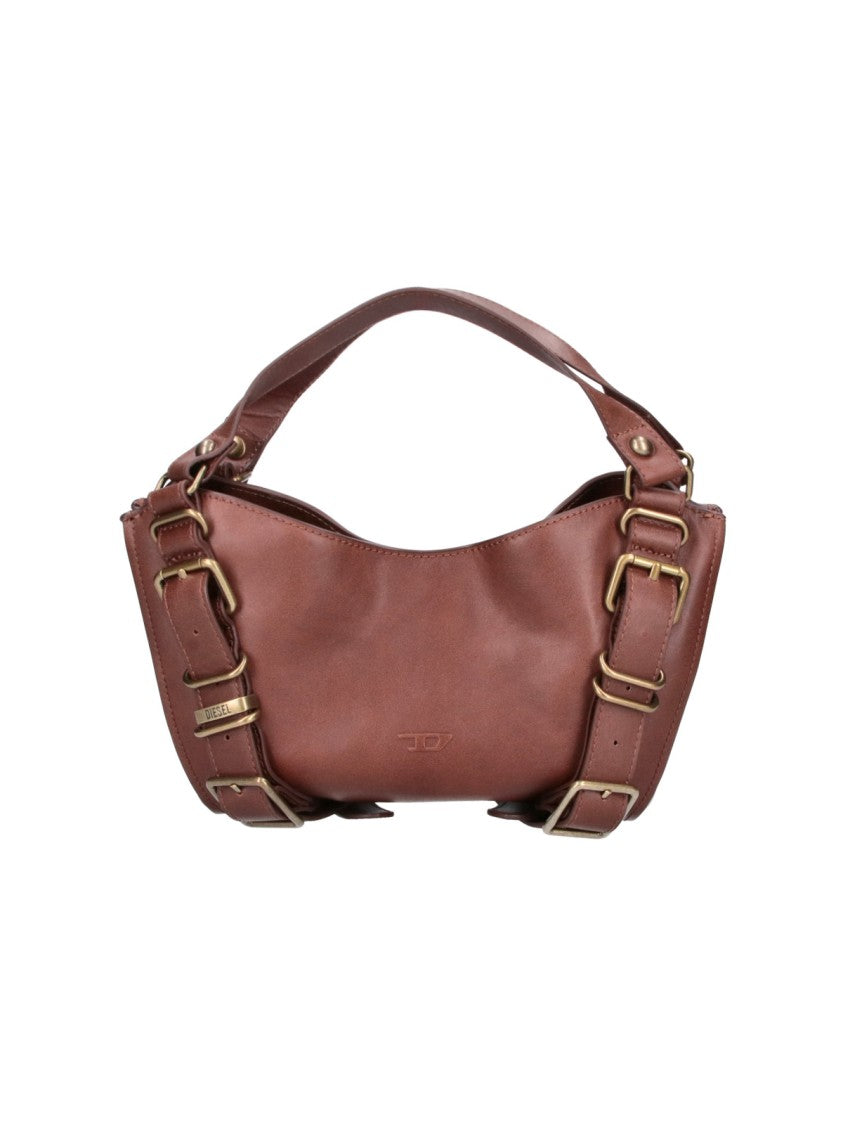 Diesel Small Brown Leather Handbag With Top Handle