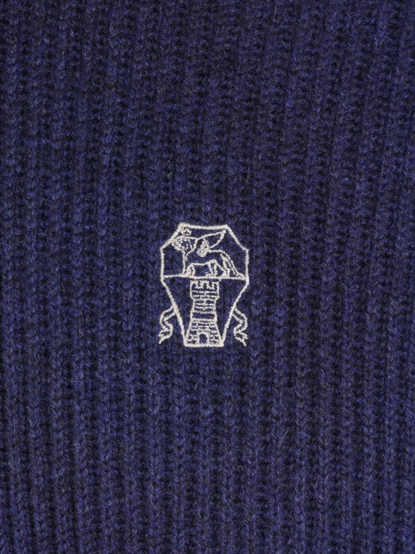 Brunello Cucinelli Ribbed Knit Sweater With Full Zipper And Hood