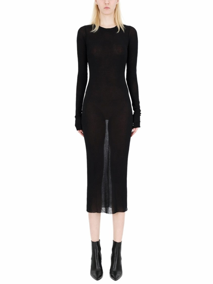 Rick Owens Body-Hugging Figure Slit Midi Dress