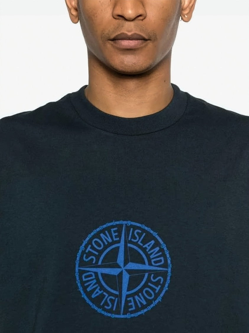 Stone Island Short-Sleeve T-Shirt With Circular Emblem And Relaxed Fit