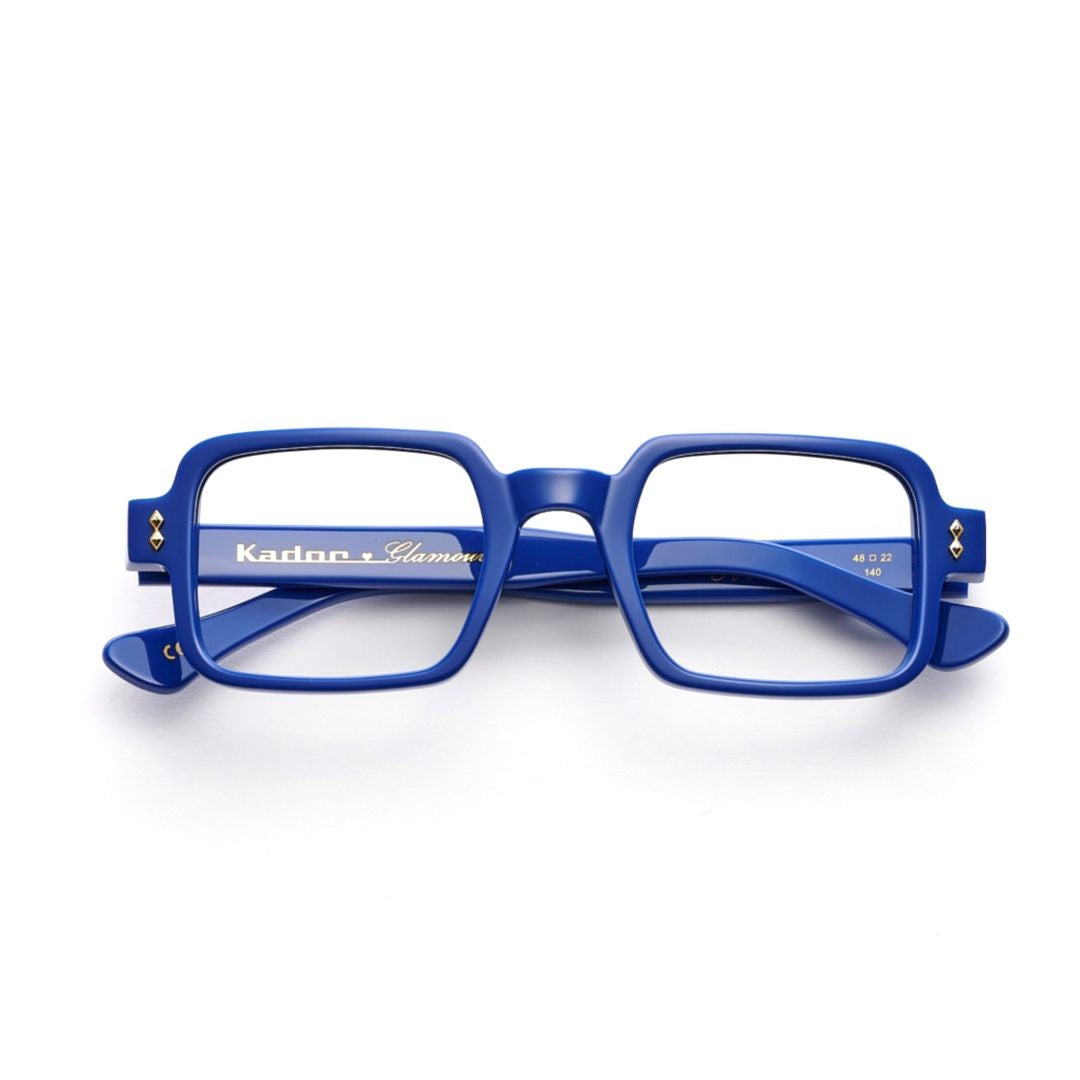 Kador Kolette Glamour Bold Rectangular Blue Sunglasses With Gold Accents