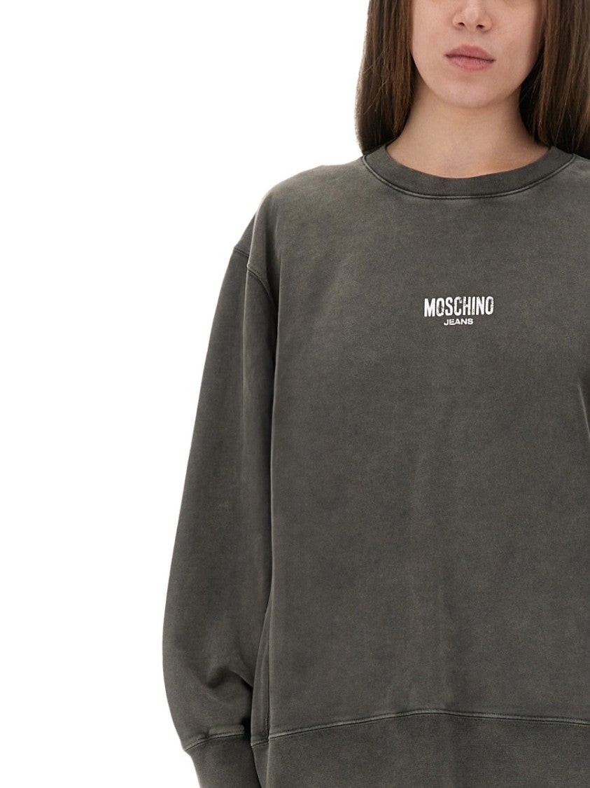 Moschino Relaxed Fit Cotton Sweatshirt With Front Logo