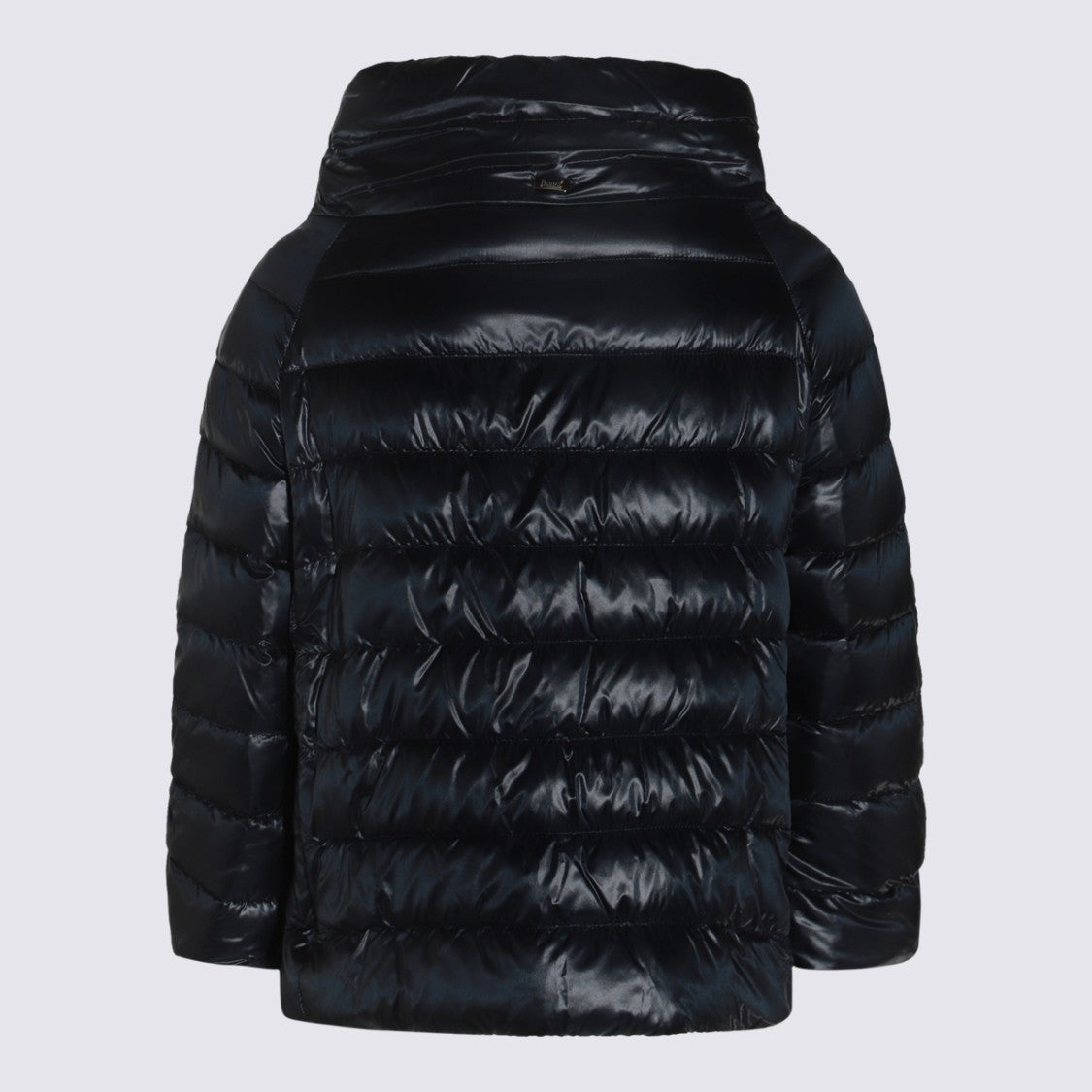 Herno Quilted Black Puffer Coat With High Collar And Concealed Fastening