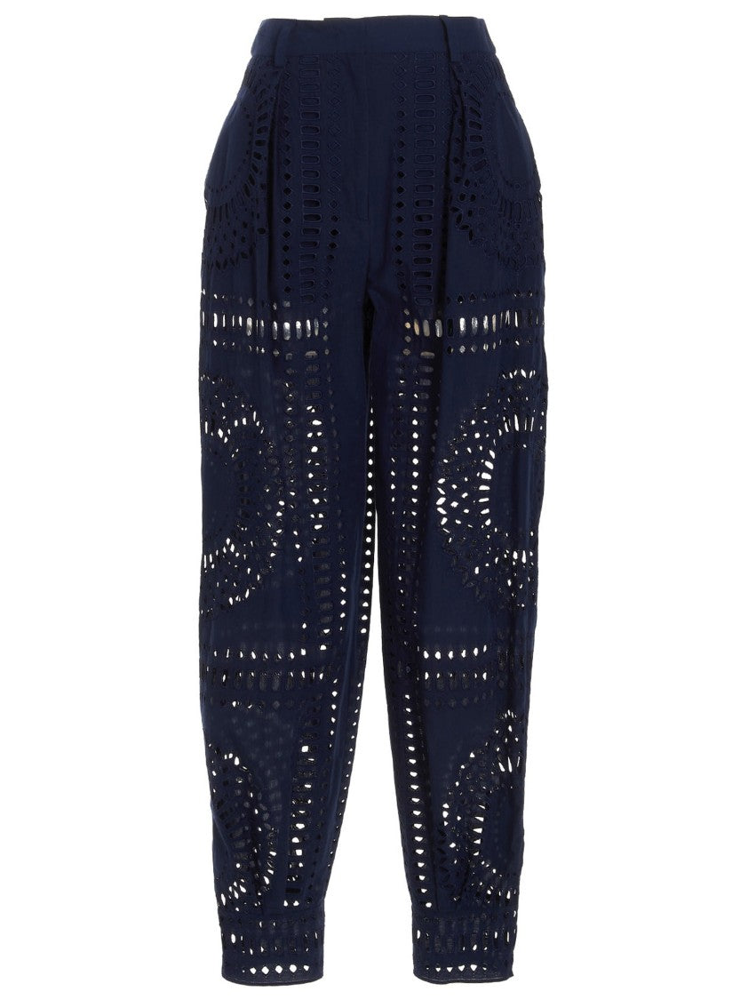 Alberta Ferretti Embroidered Cotton Pants