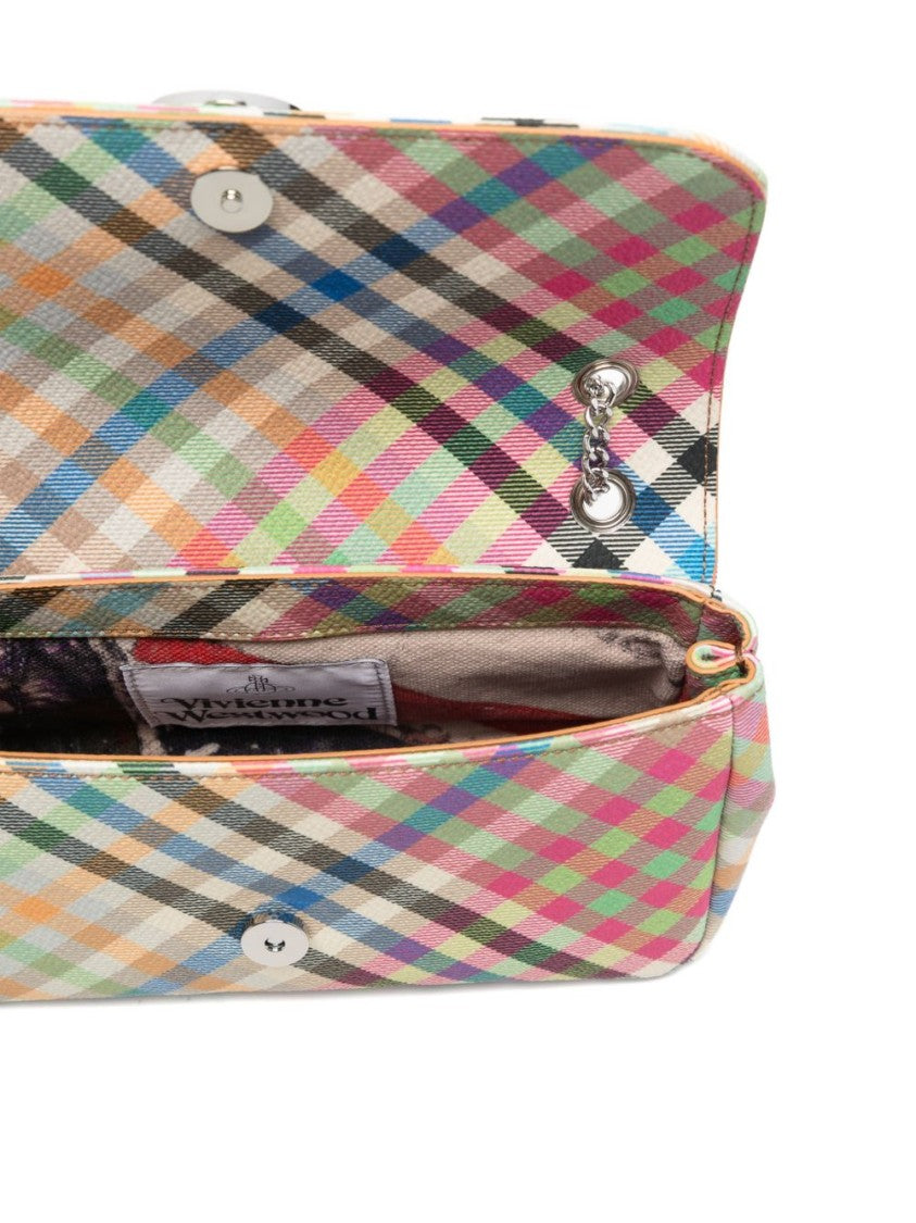 Vivienne Westwood Rectangular Cream Plaid Shoulder Bag