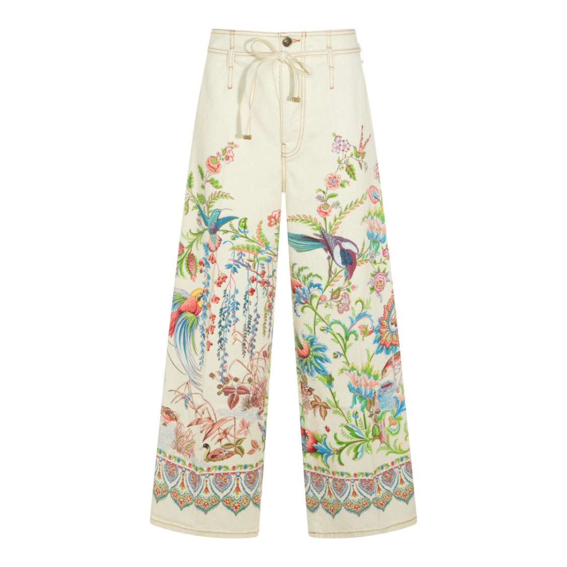 Etro Multicolor Floral Print Wide-Leg Jeans